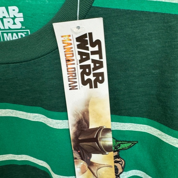 Star Wars- Mandalorian- Green Striped T-shirt Men's Mad Engine Size Medium NEW - Picture 6 of 7